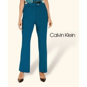 Calvin Klein Hi-Rise Straight Leg Trousers Teal Women’s Sz 8 Business Casual